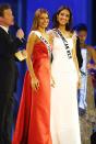 <p>Amelia Vega, right, was the first delegate from the Dominican Republic to be crowned Miss Universe. At 18, she was also the youngest since 1994. </p>