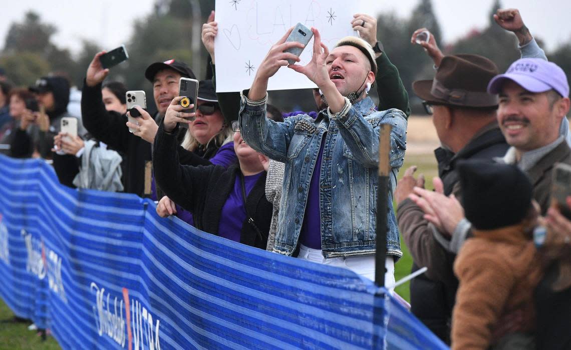 Crowds of supporters cheer on the runners at the annual Two Cities Marathon on Sunday, Nov. 6, 2022, in Clovis.