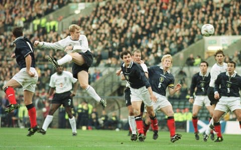 Paul Scholes during a Scotland v England Euro 2000 Championship Play off - Credit: &nbsp;Shaun Botterill/Getty