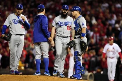 Brian Wilson, center, walked 29 batters in 48 1/3 innings last season. (USA TODAY Sports)