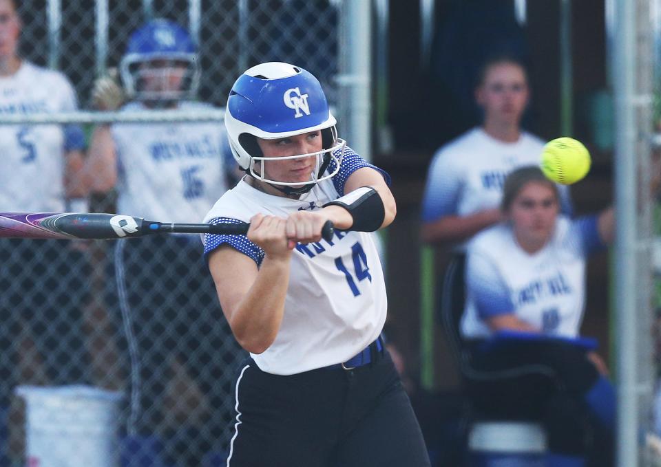 Senior Abigail Hostetler was a strong presence behind the plate at catcher and a steady hitter for the Colo-NESCO softball team in 2023.