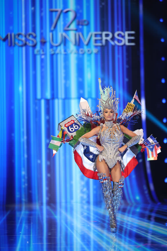 SAN SALVADOR, EL SALVADOR - NOVEMBER 16: Miss United States Noelia Voigt attends the 72nd Miss Universe Competition - National Costume Show at Gimnasio Nacional Jose Adolfo Pineda on November 16, 2023 in San Salvador, El Salvador. (Photo by Hector Vivas/Getty Images)