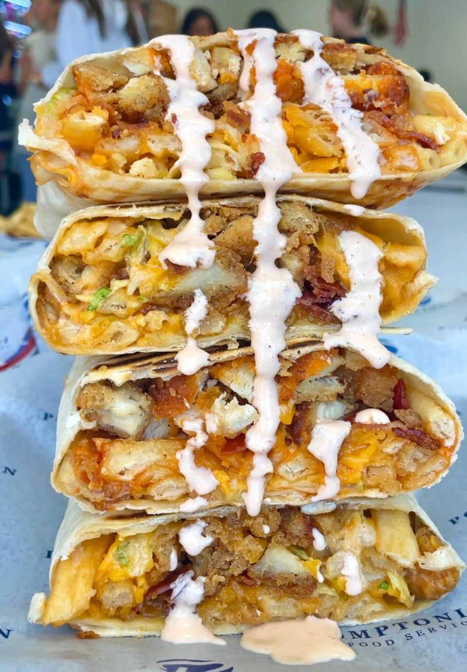 A stack of gourmet wraps at a North Jersey high school.