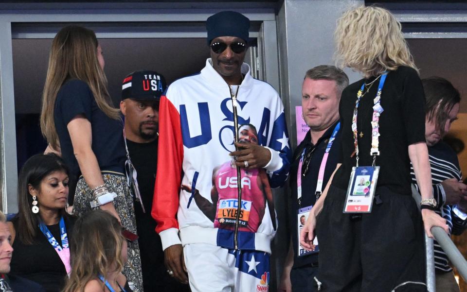 Snoop Dogg attends the men's 100 meters final at the Paris 2024 Olympic Games/