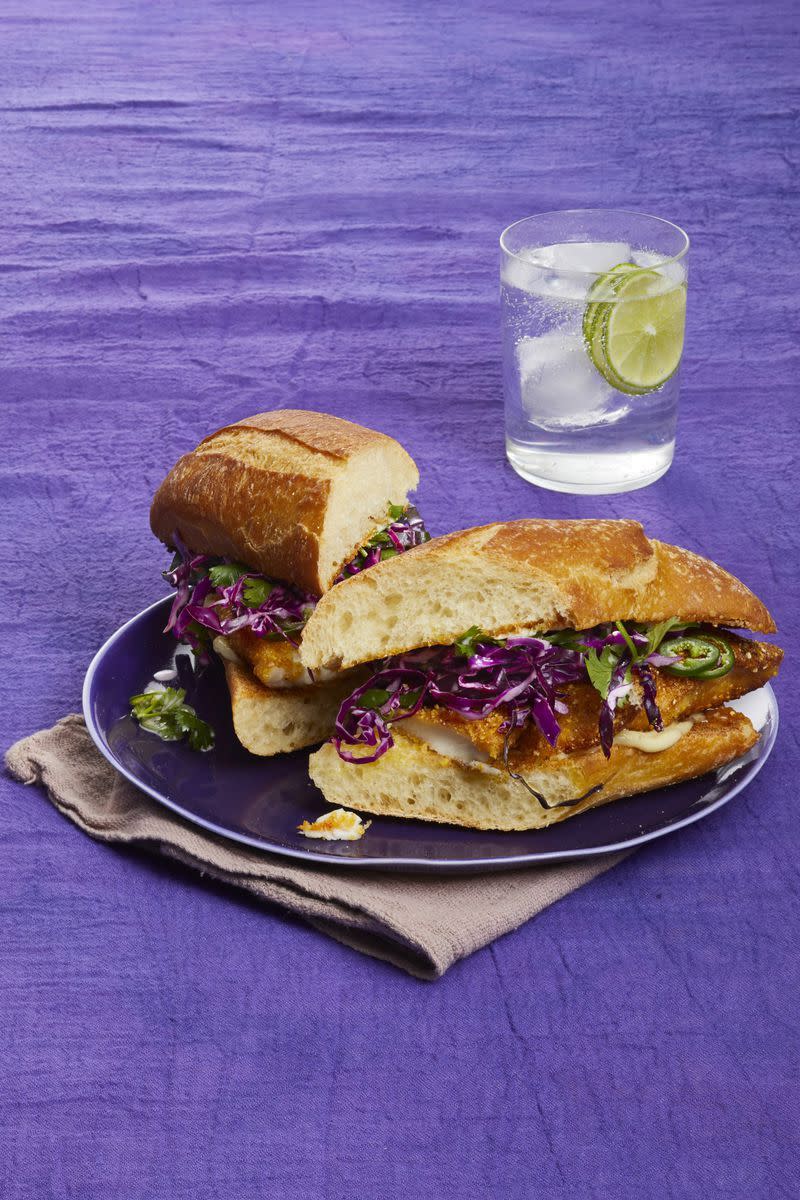 Crispy Fish Sandwiches with Honey-Lime Slaw