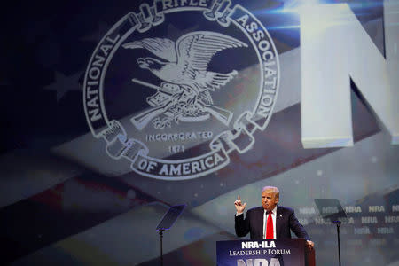 U.S. Republican presidential candidate Donald Trump attends the National Rifle Association's NRA-ILA Leadership Forum during their annual meeting in Louisville, Kentucky, U.S., May 20, 2016. REUTERS/Aaron P. Bernstein