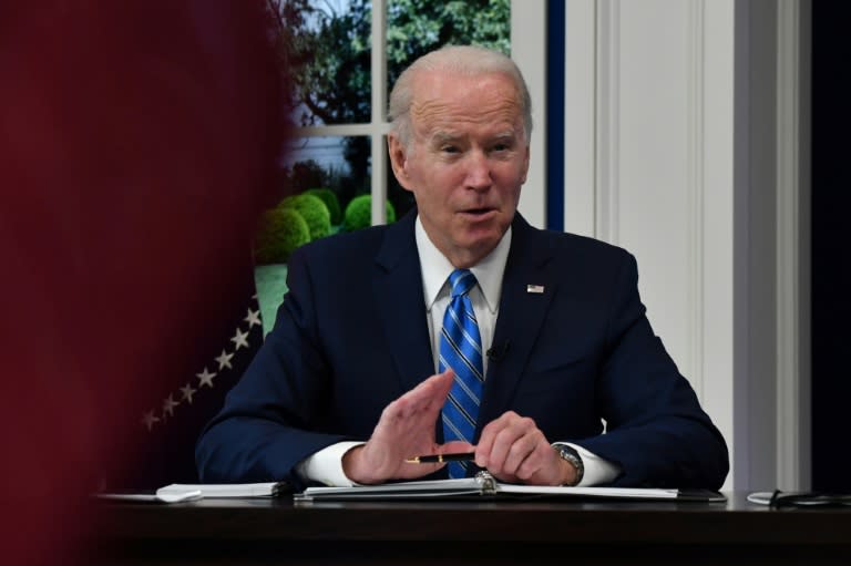 US President Joe Biden held a call with the nation's governors on the pandemic response (AFP/Nicholas Kamm)