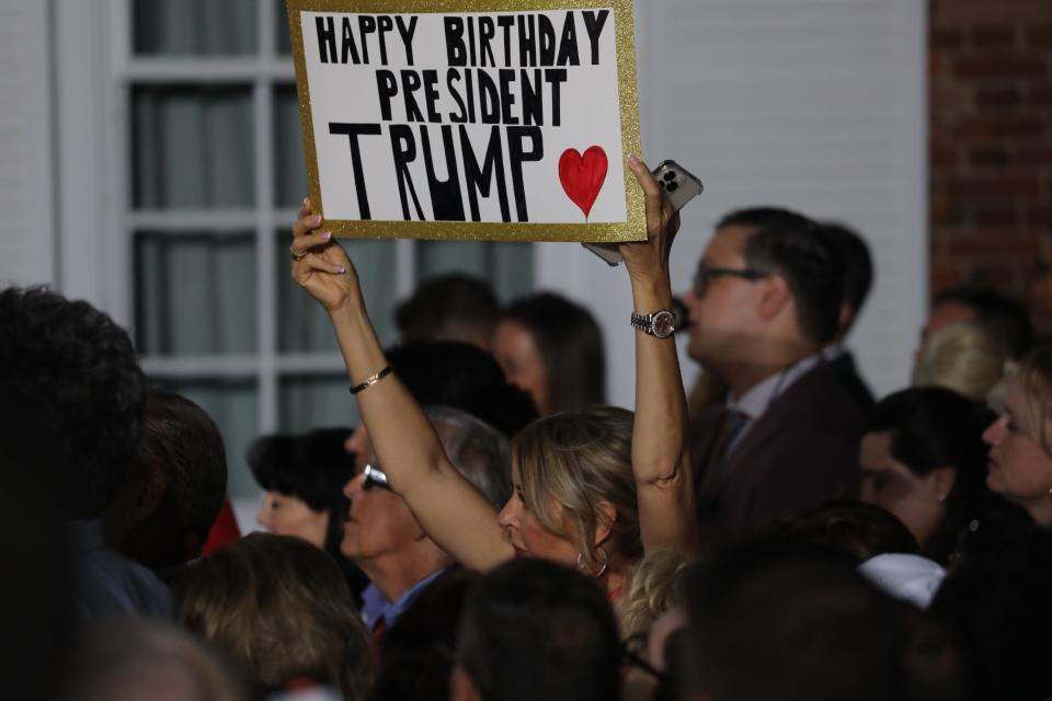 Bedminster, NJ- June 13,2023 -- Former President Donald Trump spoke to a crowd of supporters outside the clubhouse of his Trump National Golf Club in Bedminster, NJ, hours after he was arraigned in Miami.