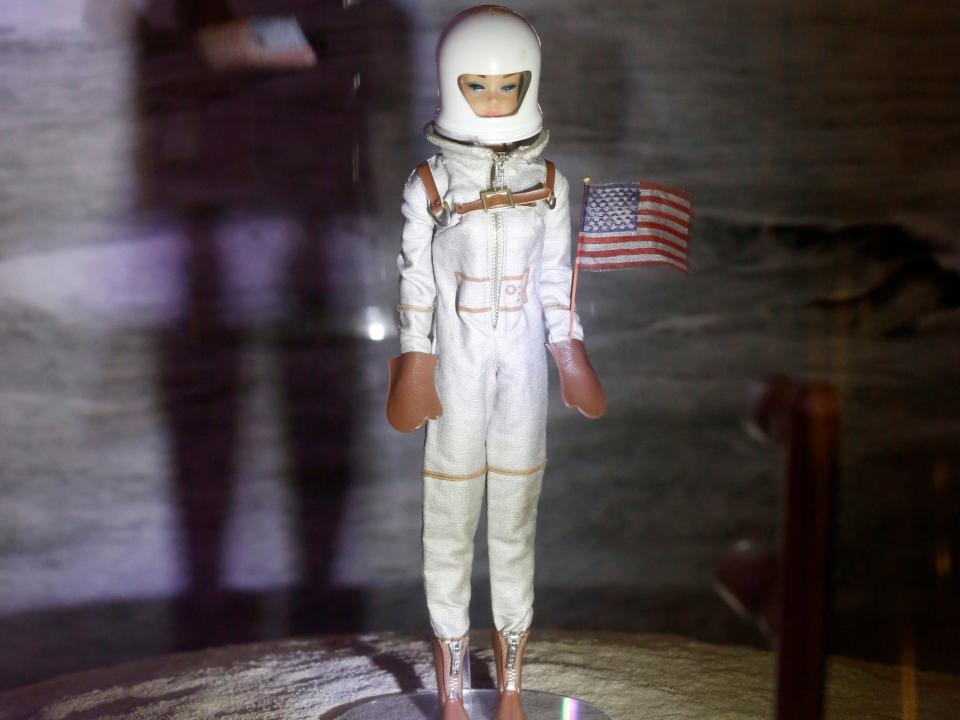 A 1965 Miss Astronaut Barbie doll displayed in 2021.