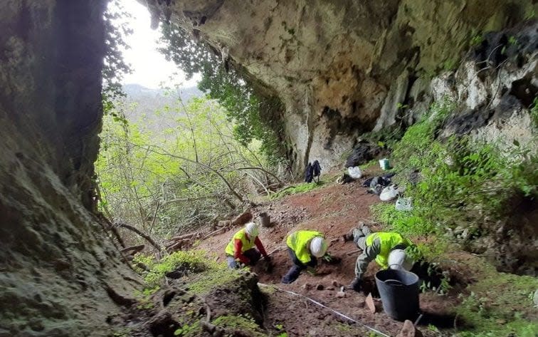 Archaeologists work in the area where the Asturian-Roman treasure of La Cuesta de Berció was found - Ministry of Culture of the Principality of Asturias