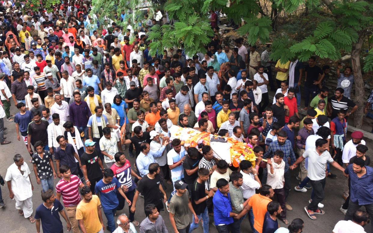 The funeral procession for tailor Kanhaiya Lal in Udaipur - AP