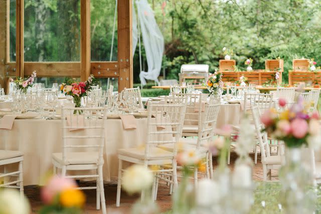 <p>Getty</p> A stock photo of a wedding reception