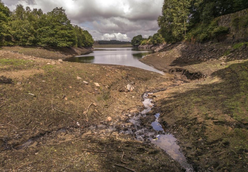 Low water levels at Holme Styes reservoir in Holmfirth, West Yorkshire, on July 26 (Danny Lawson/PA) (PA Wire)