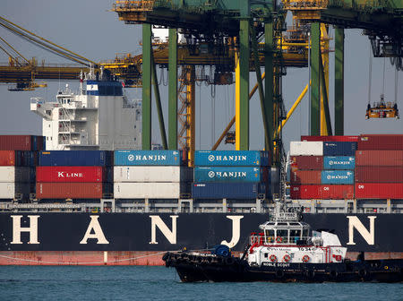 The Hanjin Louisiana container ship is docked at PSA's Tanjong Pagar terminal in Singapore September 28, 2016. REUTERS/Edgar Su