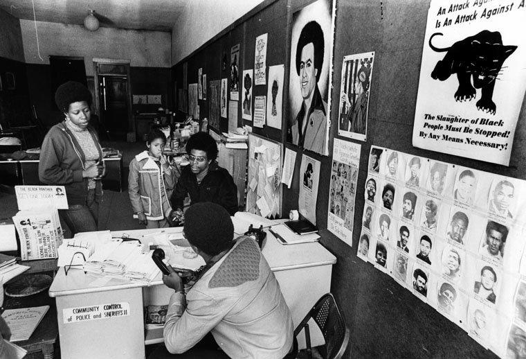 Inside a Black Panther Party headquarters in Los Angeles in 1977.