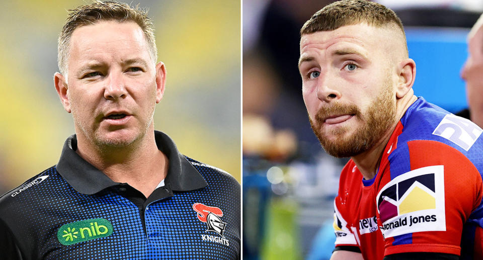 Newcastle Knights coach Adam O'Brien has axed Jackson Hastings after just two NRL games. Pic: Getty