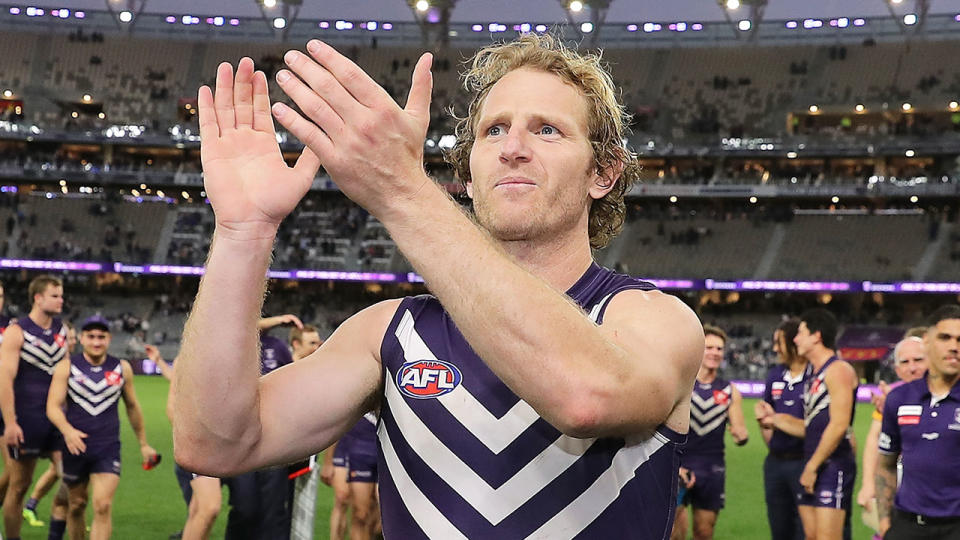 Fremantle veteran David Mundy has shocked fans after announcing he will retire from the AFL at the end of the season. Pic:  Getty