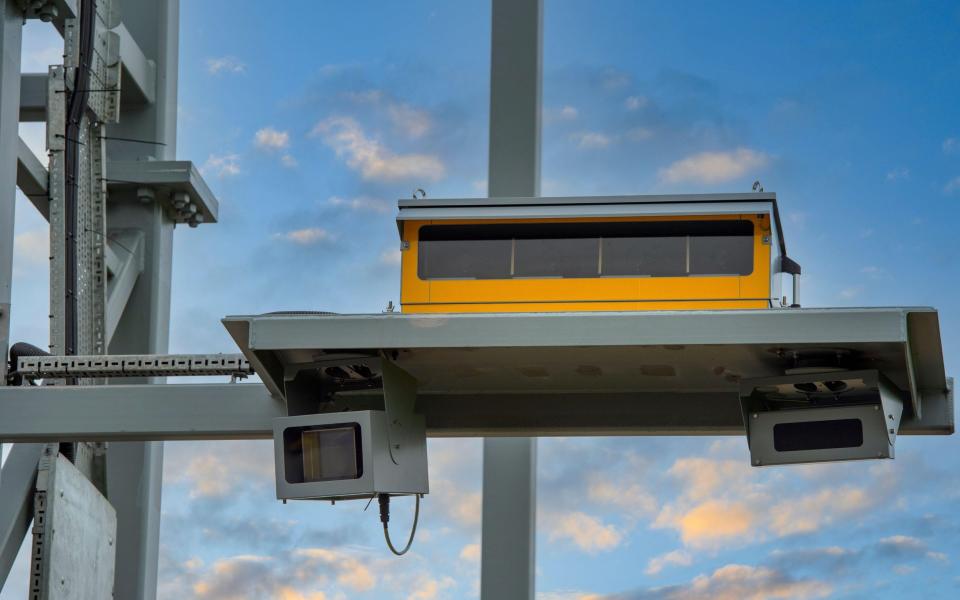 Smart motorway speed camera on the M1 motorway,