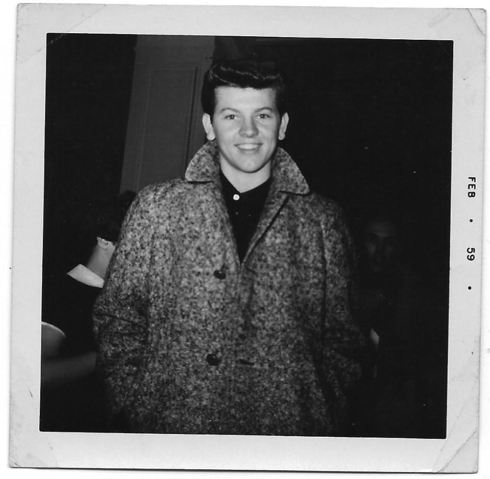 Jimmy Clanton in the lobby of the Hotel Abraham Lincoln following the Feb. 15, 1959 "Shower of Stars" concert at the Illinois State Armory. Clanton was part of a revamped lineup after scheduled headliners Buddy Holly, Ritchie Valens and J.P. Richardson Jr., also known as "The Big Bopper" were killed in a Feb. 3 plane crash.