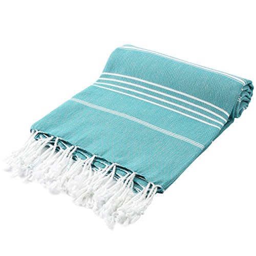 Cacala 100% Cotton Pestemal Turkish Bath Towel, 37 x 70", Aqua (Amazon / Amazon)