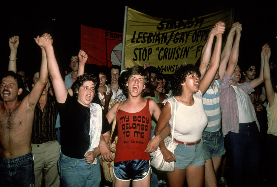 NEW YORK, NY - CIRCA 1979: Gay Rights Demonstrators circa 1979 in New York City. (Photo by Images Press/IMAGES/Getty Images)