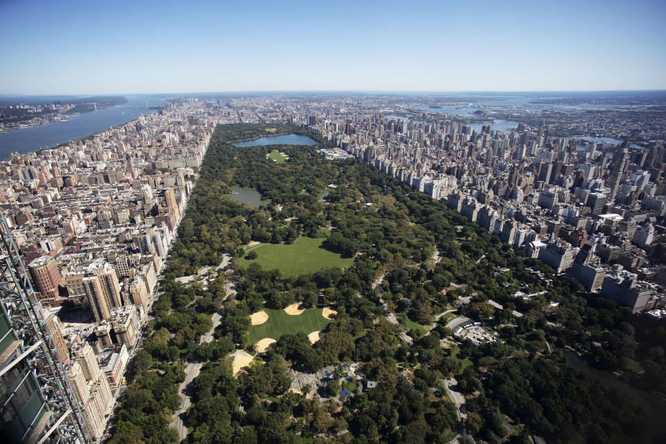 New York's Central Park is seen from an upper floor of the Central Park Tower, Tuesday, Sept. 17, 2019. At 1550 feet (472 meters) the tower is the world's tallest residential apartment building, according to the developer, Extell Development Co.(AP Photo/Mark Lennihan)