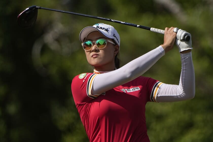 Minjee Lee hits off the 15th tee during the third round of the U.S. Women's Open on June 4, 2022.