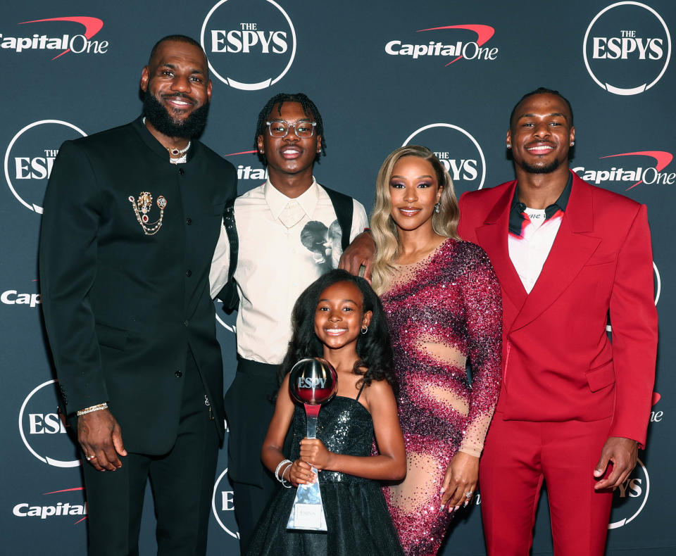 LeBron James, Bryce James, Zhuri James, Savannah James and Bronny James (Christopher Polk / Variety via Getty Images)