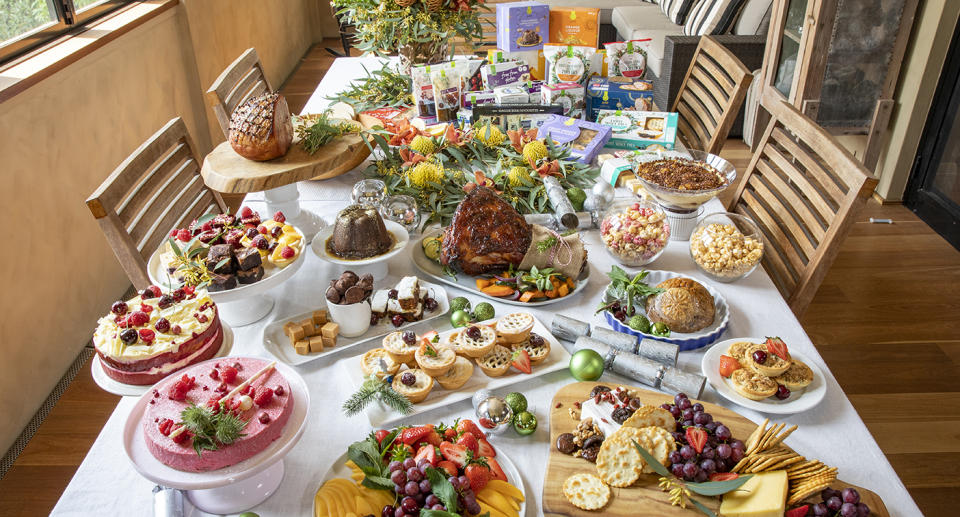 A Christmas table filled with Woolworths new Christmas range.