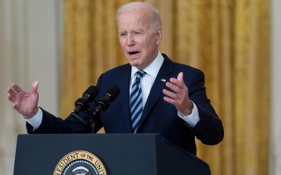 Joe Biden speaking about Russia's invasion of Ukraine - Alex Brandon/AP