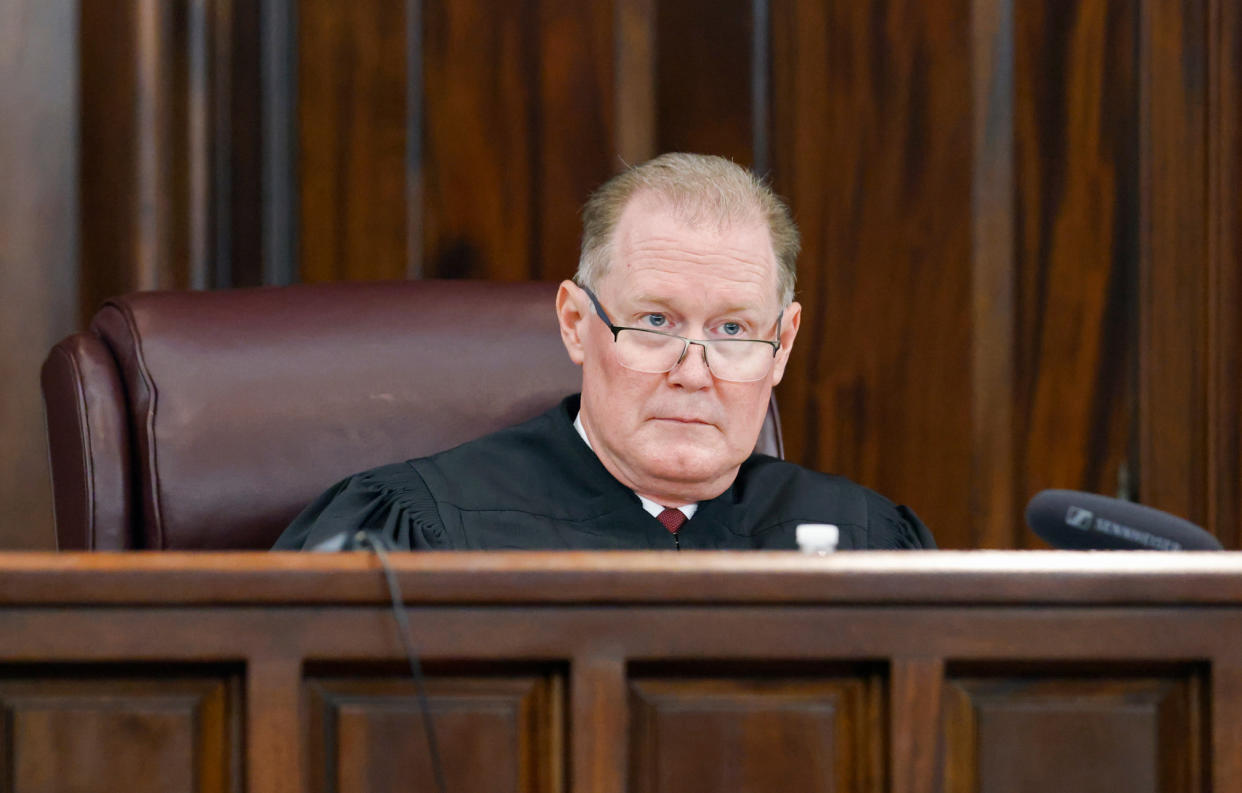 Judge Timothy Walmsley presides over the jury selection process in the trial of the men charged with killing Ahmaud Arbery