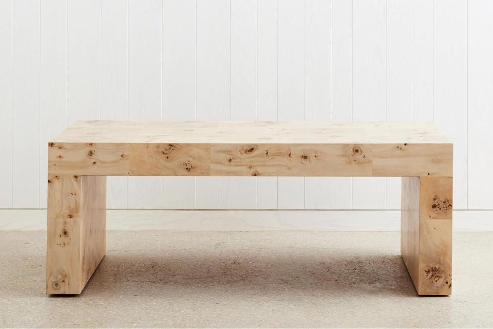 <a rel="nofollow noopener" href="https://homenature.com/products/ave-burl-waterfall-coffee-table" target="_blank" data-ylk="slk:SHOP NOW;elm:context_link;itc:0;sec:content-canvas" class="link ">SHOP NOW</a>: Burl Waterfall Coffee Table by Homenature, $1,950, homenature.com