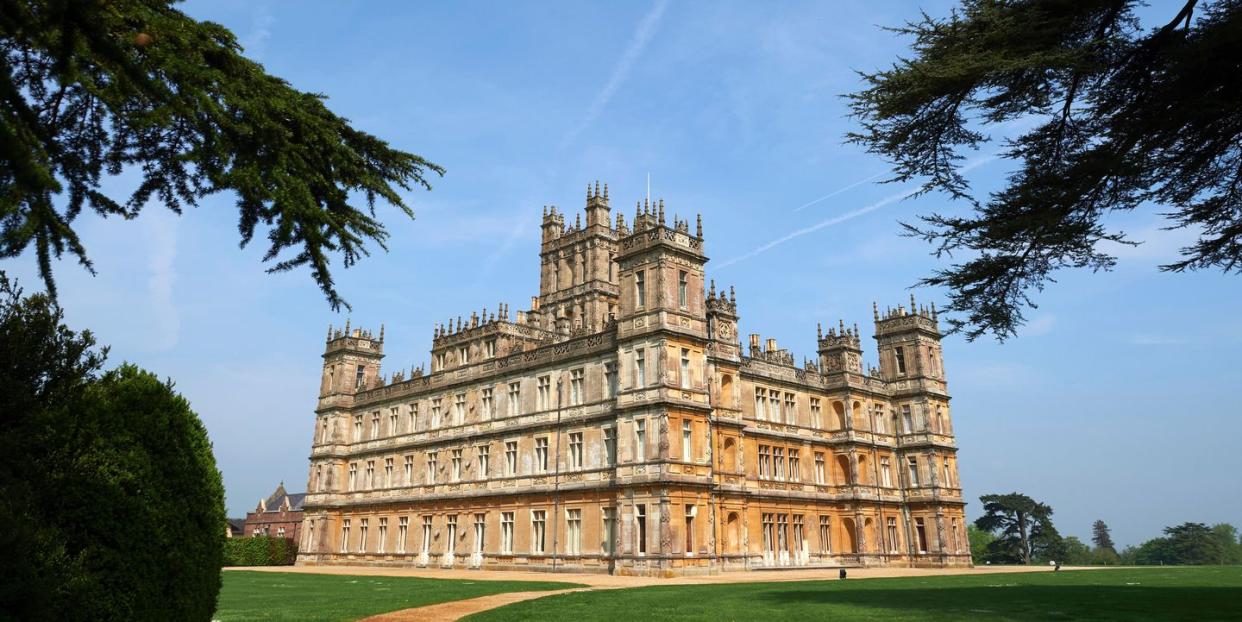 highclere castle in highclere, hampshire, which is the set of downton abbey