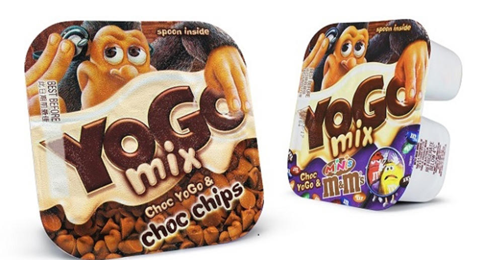 The YoGo gorilla is marketed to children despite the chocolate yoghurt treat having 7.8 teaspoons of sugar with every 150ml tub serve, the OPC claims. Source: Lionco
