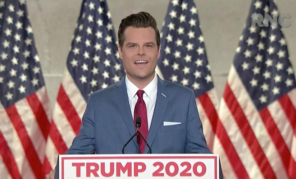 U.S. Rep. Matt Gaetz (R-FL) addresses the virtual RNC convention on August 24, 2020. (Photo: Getty Images)