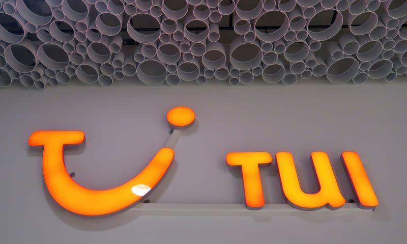 The logo of German travel company TUI AG is seen outside one of its branch offices in Vienna