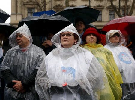 People demonstrate against the Hungarian goverment's education policies in Budapest, Hungary, February 13, 2016. REUTERS/Laszlo Balogh