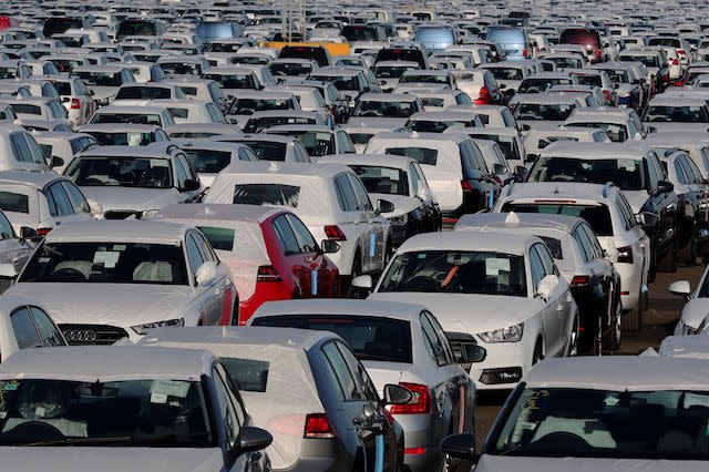 File photo dated 05/01/17 of new cars in a compound near Sheerness in Kent as as new car sales reached a 12-year high in January, according to an industry trade association.