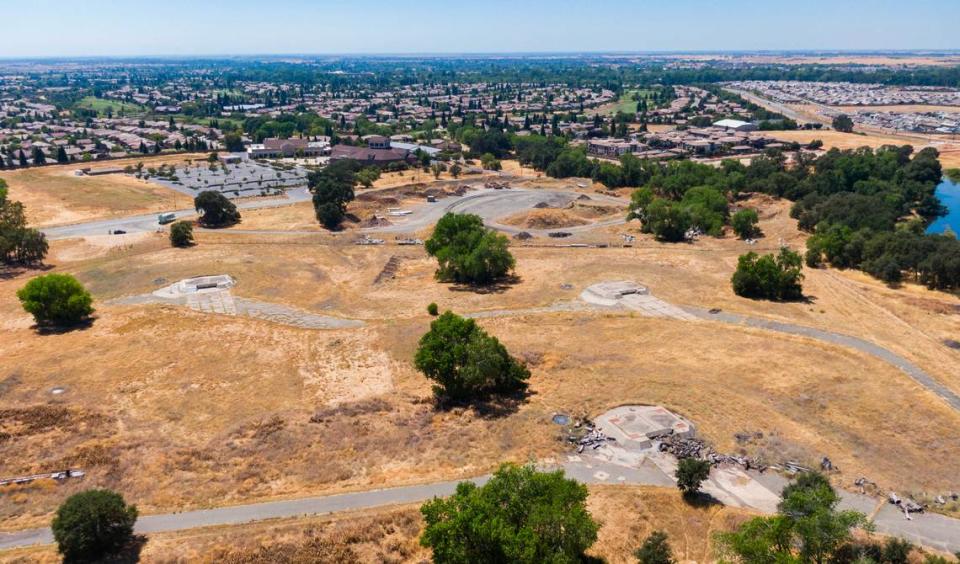 Three sets of doors conceal the 160-foot-deep silos of the former Titan-1 nuclear missile base in Placer County, a short distance from the city of Lincoln’s residential developments, earlier this month.