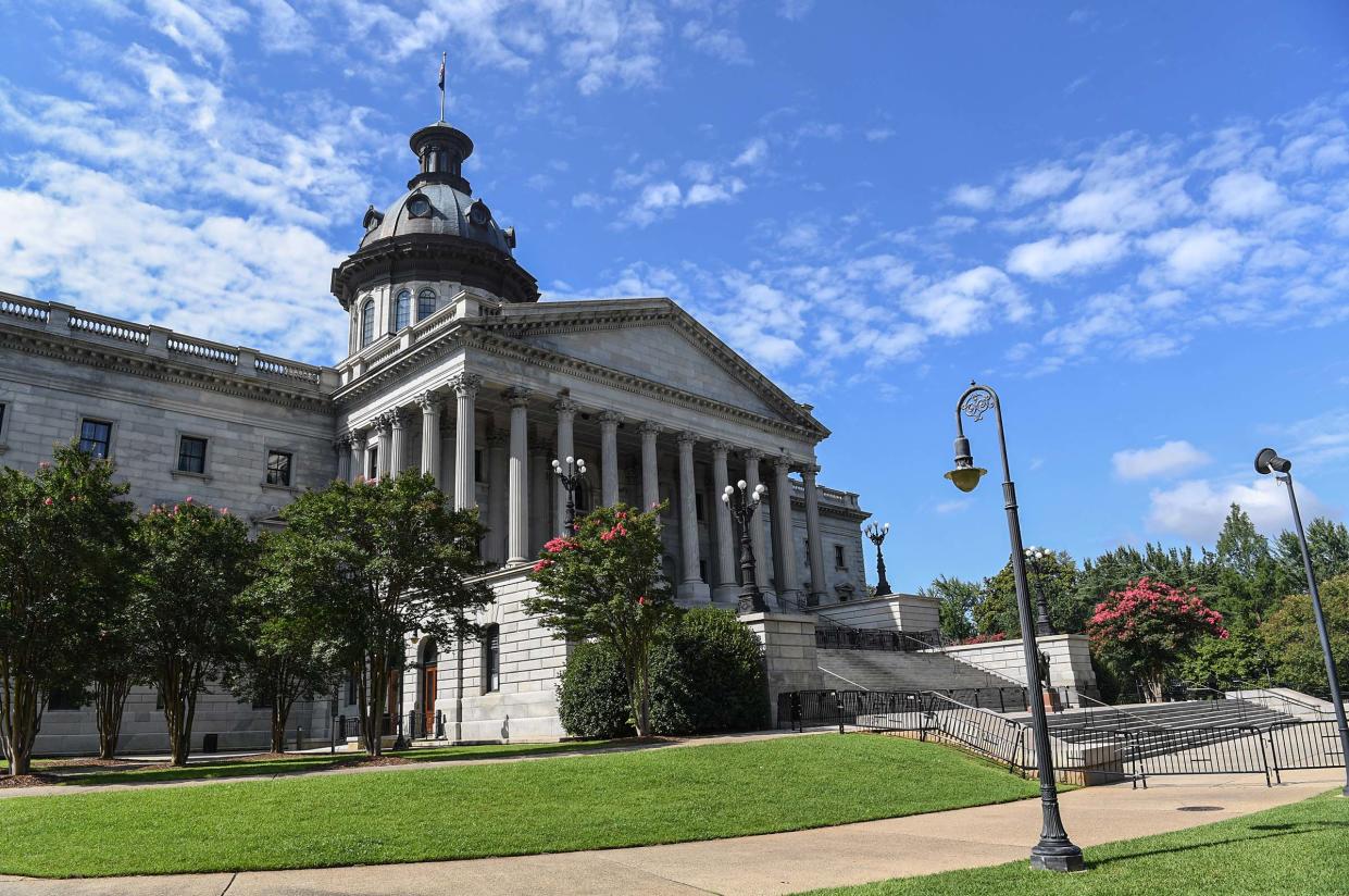 The South Carolina statehouse, where Gov Henry McMaster delivered his "last call" executive order speech during a COVID press conference at the State House in Columbia, S.C. Friday, July 10, 2020. Beginning Saturday, July 11, 2020, South Carolina's 8,000 restaurants, bars, breweries and other establishments will be ordered to stop serving alcohol nightly at 11 p.m., Gov. Henry McMaster said at the press conference.
