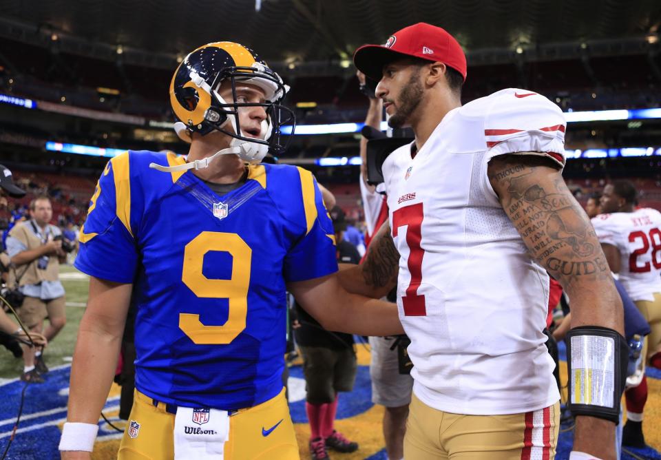 The Seattle Seahawks have signed Austin Davis (left) not Colin Kaepernick to vie for their backup QB role. (AP)