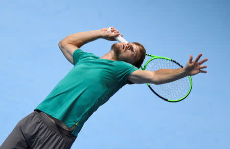 Tennis - ATP World Tour Finals - The O2 Arena, London, Britain - November 17, 2017 Belgium’s David Goffin in action during his group stage match against Austria's Dominic Thiem Action Images via Reuters/Tony O'Brien