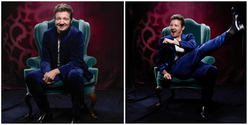 Jeremy Renner kicked it up a notch backstage at the 2024 People's Choice Awards.