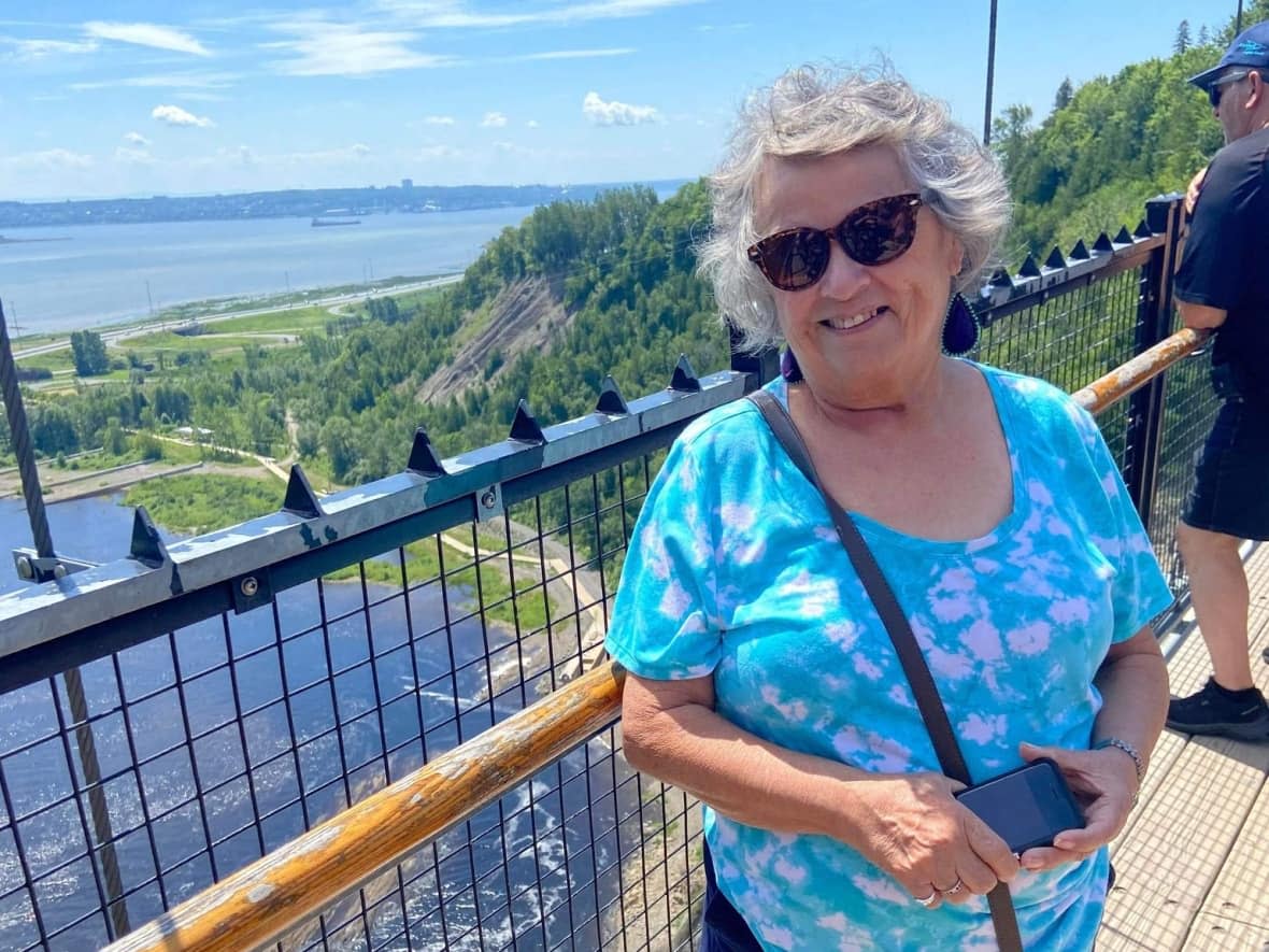 Dolores Naponse, 72, of Atikameksheng Anishnawbek near Sudbury, Ont., was asked by the Toronto Blue Jays and the Jays Care Foundation to throw the ceremonial first pitch at Friday's game against the Boston Red Sox.  (Submitted by Paula Naponse - image credit)