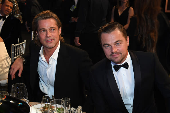 Brad Pitt and Leonardo DiCaprio attend the 26th Annual Screen Actors Guild Awards at the Shrine Auditorium in Los Angeles, California, on January 19, 2020. | Kevin Mazur—Getty Images