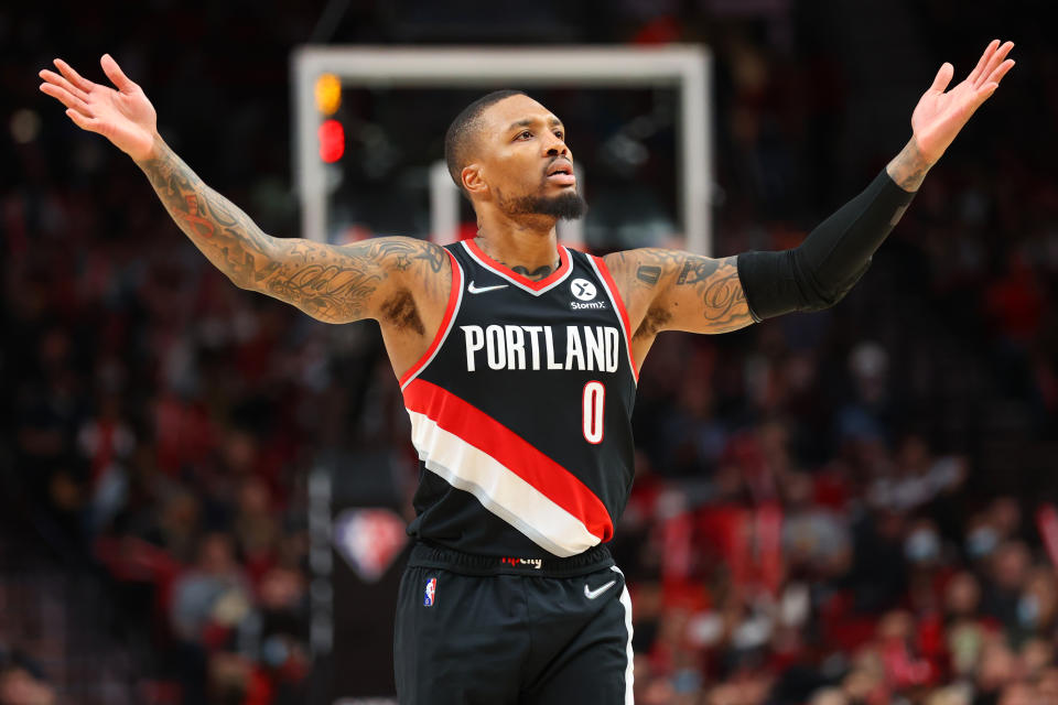 Damian Lillard has made seven All-NBA appearances in 11 seasons for the Portland Trail Blazers.  (Abbie Parr/Getty Images)