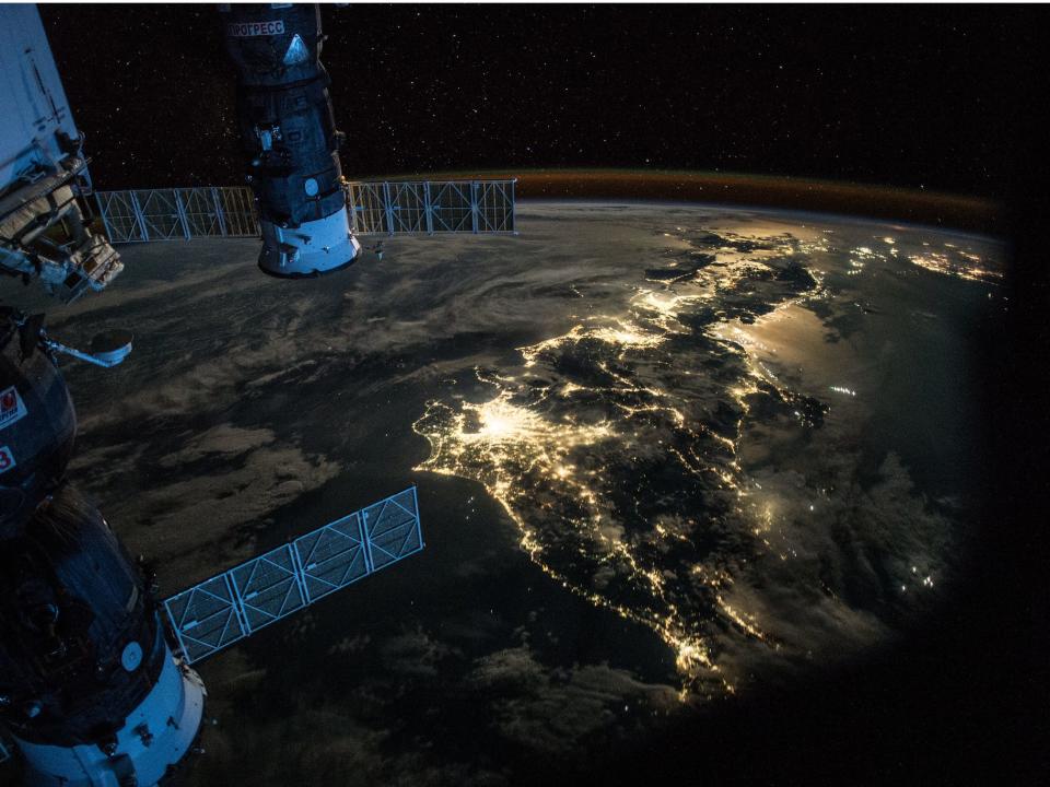 japan from space night iss