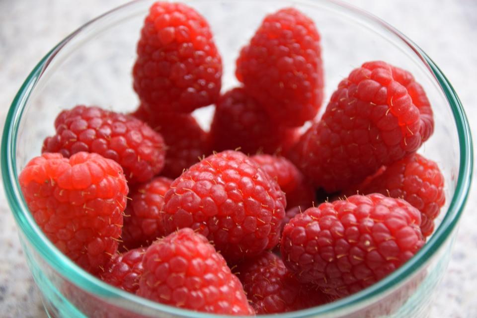 <span class="caption">Savor a dish of sweet, fragrant raspberries.</span> <span class="attribution"><a class="link " href="https://unsplash.com/photos/wUv-xU9bpDg" rel="nofollow noopener" target="_blank" data-ylk="slk:Photo by Rutger van Deelen on Unsplash;elm:context_link;itc:0;sec:content-canvas">Photo by Rutger van Deelen on Unsplash</a></span>