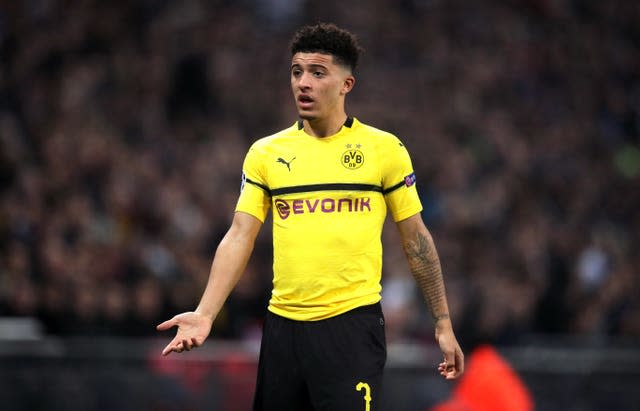 Jadon Sancho in action for Borussia Dortmund