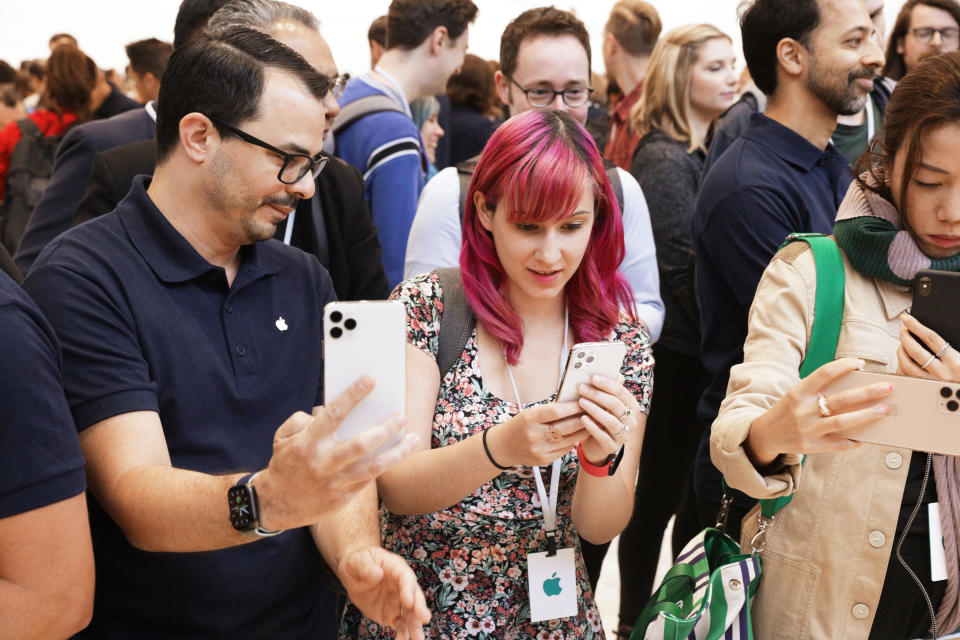 People try out the new iPhone 11 Pro during Apple's event on Tuesday, Sept. 10. (Image: Apple)